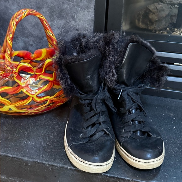 UGG Sneakers Leather Sheepskin & Fur upper lining high top fold overs 2way wear - Picture 8 of 17